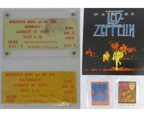 Woodstock Tickets
Two Unused Day Tickets for probably the most iconic Live Music Festival in Rock History, The Woodstock Musi