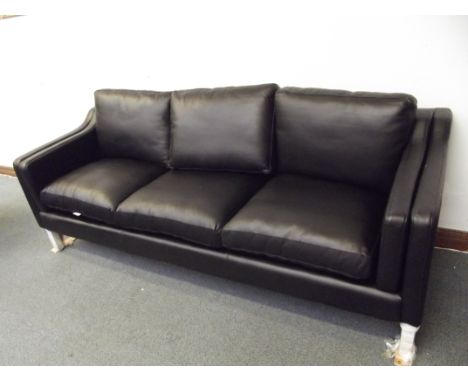 1 x Black leather 3 seather sofa