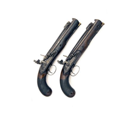 D. EGG, LONDONA SCARCE PAIR OF .750 FLINTLOCK 'MANSTOPPER' OFFICER'S PISTOLS WITH BAYONETS, no visible serial numbers,circa 1