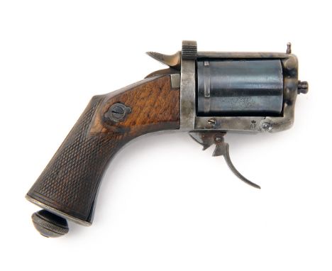 A SCARCE .320 (S/R) BREAK-OPEN PEPPERBOX REVOLVER, SIGNATURE OBSCURED, serial no. 62,French circa 1870, with plain blued 1 3/
