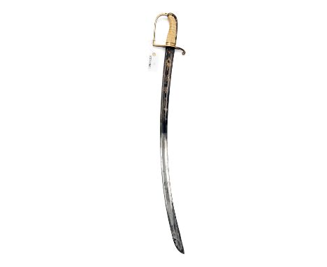 J.J. RUNKEL, SOLINGENA 1796 PATTERN BRITISH OFFICER'S LIGHT CAVALRY SABRE WITH BLUE AND GILT BLADE AND IVORY GRIP,circa 1805,