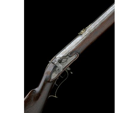 A 16-BORE PERCUSSION SINGLE-SHOT BOAR-RIFLE, UNSIGNED, serial no. 93,probably Swiss or German circa 1770 with later conversio