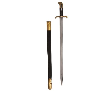 A SCARCE BRASS-MOUNTED BAYONET FOR LANCASTER'S SAPPER'S & MINER'S CARBINE, SIGNED 'R. & W. ASTON', no visible serial number,c