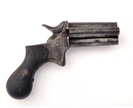 A .320 RIMFIRE FOUR-SHOT TURN-OVER POCKET-PISTOL, UNSIGNED, no visible serial number,Birmingham proved circa 1870 but probabl