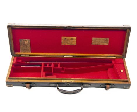 JAMES PURDEY & SONSA BRASS-CORNERED OAK AND LEATHER SINGLE GUNCASE,fitted for 28in. barrels (could adapt to 30in. barrels), t