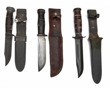 CAMILLUS, USA & OTHERSA COLLECTION OF SIX AMERICAN WORLD WAR TWO AND VIETNAM ERA MILITARY SHEATH-KNIVESincluding two 'USN MK2