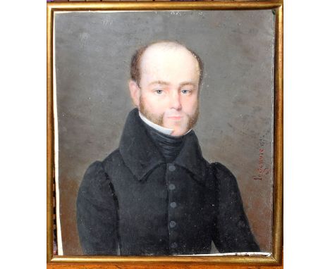   LeGenvre (19th Century), Potrait of a Gent wearing Black Jacket, portrait miniature, signed nd dated 1832 to right hand sid