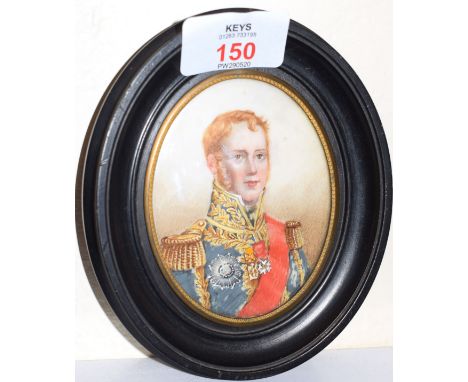  English School (19th Century), Portrait of Marshall Michel Ney in full uniform, portrait miniature, 9 x 7cm, together with 