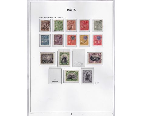 Malta 1930 Postage and Revenue 1/4d to 5/- mint or fine used range of 14, 5/- m/mint tiny item
