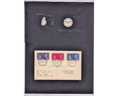 Pacific (Gilbert &amp; Ellice Islands) - 1937 Coronation Set On Reg. Cover with PQT Office Marakei (Northern Gilberts) and Ta