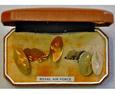 Royal Air Force Cuff Links, two pairs, one 9ct gold plated. An excellent vintage pair. 