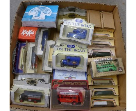 A collection of Lledo and other promotional model vehicles, all boxed