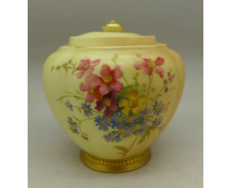 A Royal Worcester blush ivory pot pourri, 1314, lacking main lid
