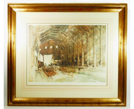 Sir William Russell Flint, (1880-1969), No.1 Slipway, Devonport Dockyard, limited edition print, 498/750, unsigned, published
