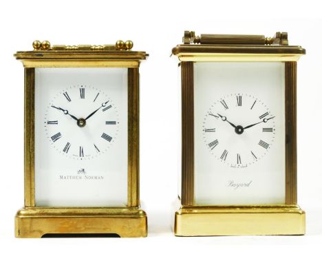 A Swiss made Matthew Norman brass carriage clock, together with a French Baynard example, having 8 day movements.12cm tall (2