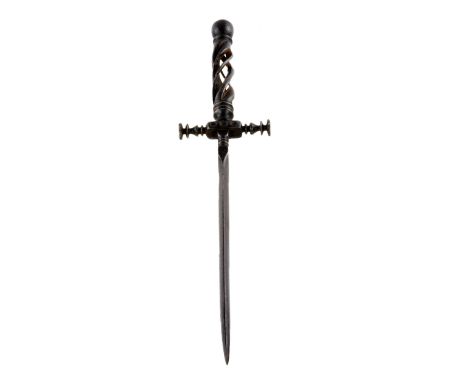 19th century Italian dagger, misericordia. A weapon of noble mercy to end the torment of a wounded enemy. Cruciform in plan, 