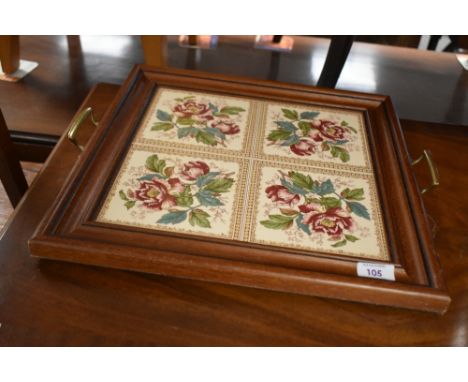 A traditional tile top tray, approx, 39 x 43cm
