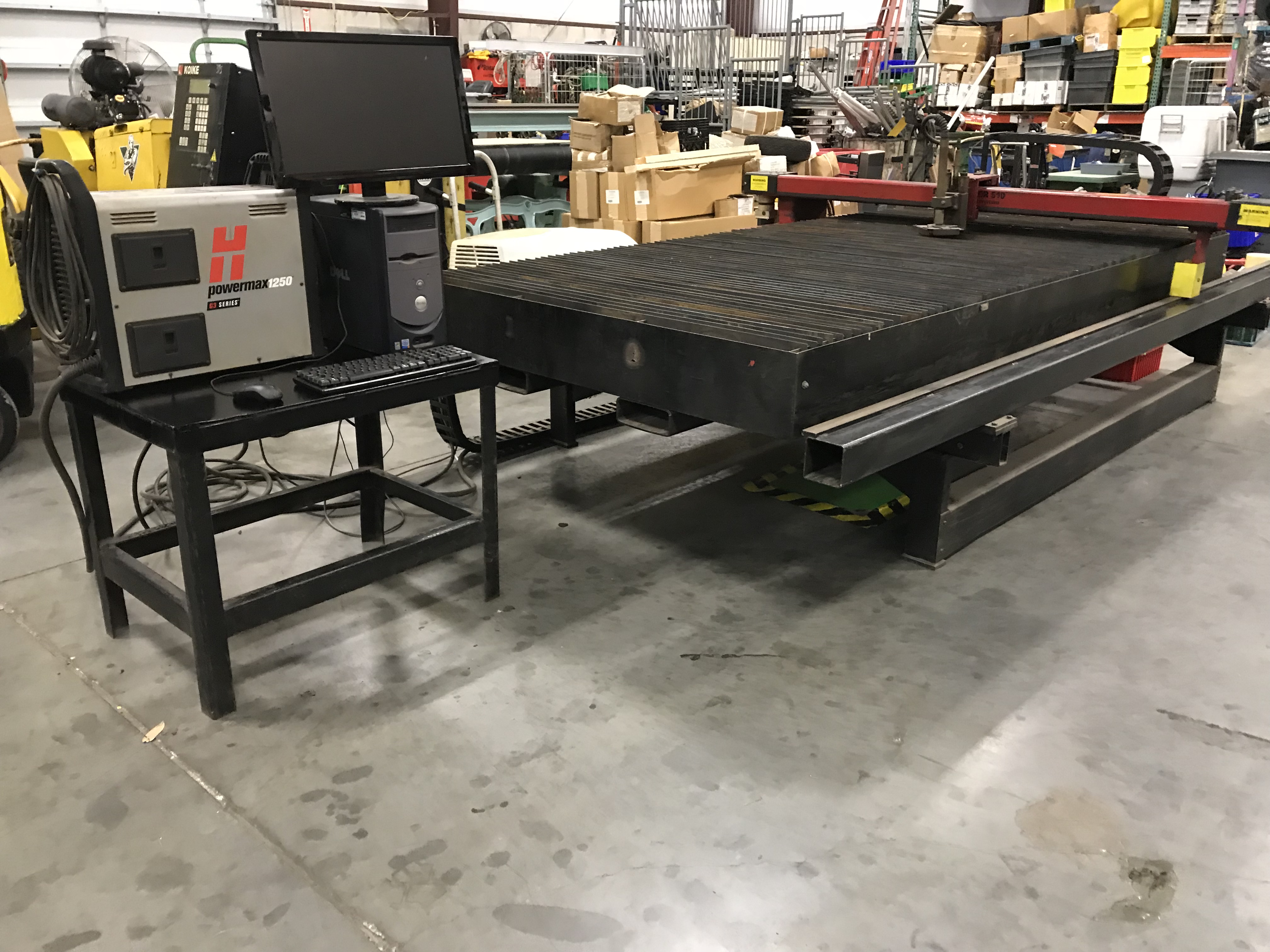 KOIKE PLASMA CUTTING TABLE, 10' X 5' TABLE, HYPERTHERM POWERMAX1250