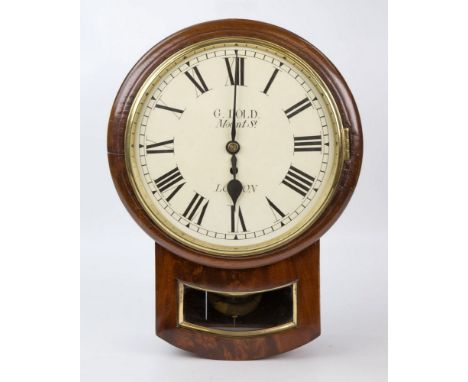  A small and rare 19th century trunk dial clock by G. Dold of Mount Street, London, Cuban mahogany case with cast brass bezel