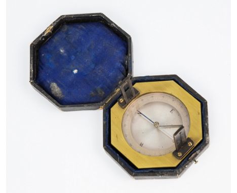  A 19th century lacquered brass surveyor's sighting compass by Cail of Newcastle on Tyne, with octagonal case, silvered dial 