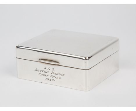  Sark interest - an inscribed silver cigarette box William Neale & Son Ltd., Birmingham 1932, rectangular form, inscribed 'S.