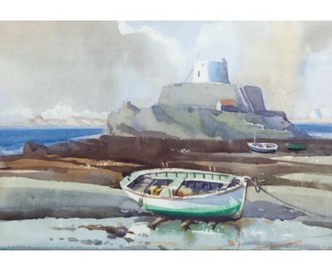  Arthur Royce Bradbury (British, 1892-1977) Fort Grey, Rocquaine Bay, Guernsey watercolour, signed lower left 9½ x 13½in. (24