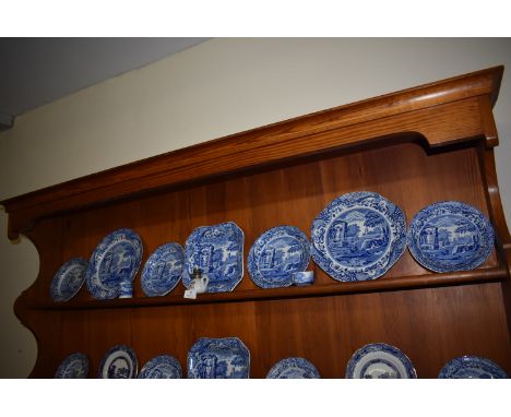 Shelf of Blue &amp; White Pottery, etc.  