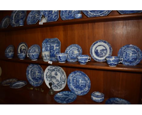 Shelf of Blue &amp; White Pottery, etc.  