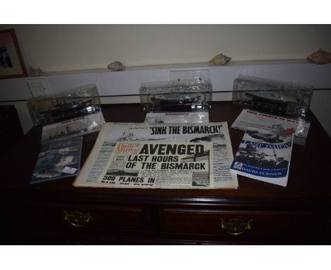Three WWII Model Warships and Related Ephemera