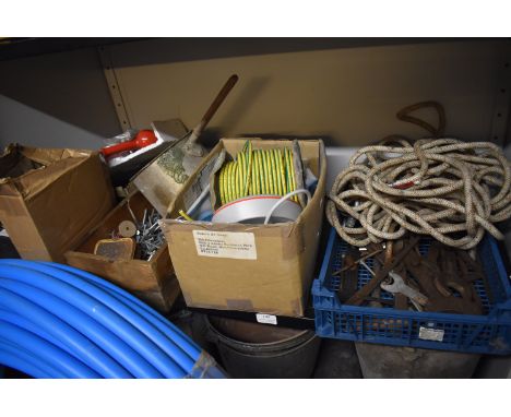 *Contents of Shelf to Include an Assortment of Nails, Earth Wire, Pressure Gauge, Tray of Spanners, etc.