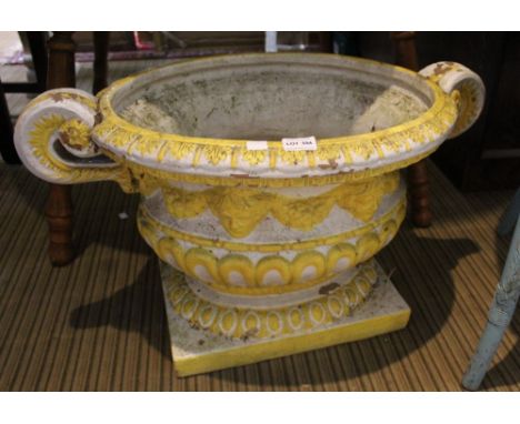A large yellow and white glazed planter a/f