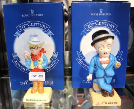 A collection of six Royal Doulton pottery "20th century Advertising Classics" includes John Player Sailor, Sir Kreemy Knut, J