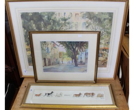 A selection of prints to include a cartoon style of dogs, each signed in pencil (3)
