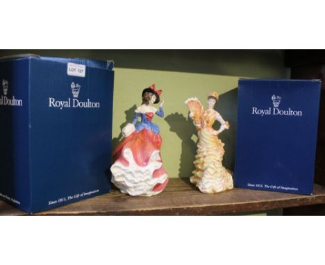 Two Royal Doulton ceramic figures, "Le Bal" HN 3702, limited edition number 1583, with certificate, and "Janet" HN 4042, both
