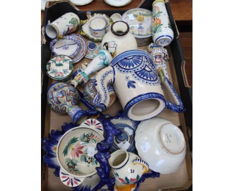 A box containing a good selection of Quimper Continental pottery and porcelain