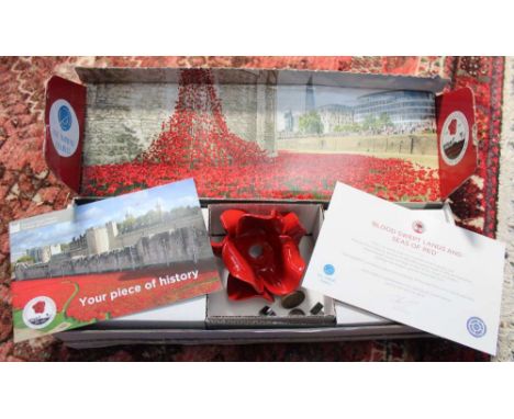 An original Paul Cummins ceramic poppy from the Art installation "Blood Swept Lands and Seas of Red" at the Tower of London b