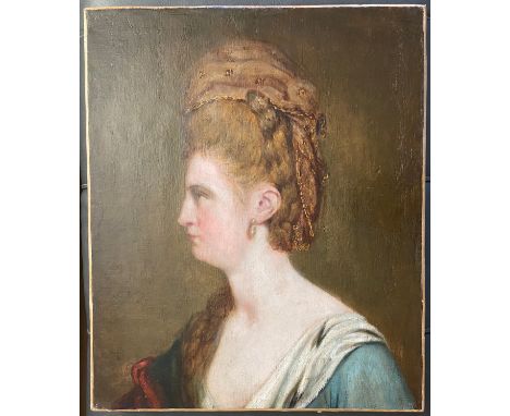 18th Century French School. Oil on canvas. “Portrait of a Lady with Pearl Earrings”.Measures46cm x 56cmCondition Report – Has
