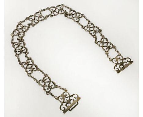 ANTIQUE ENGLISH EDWARDIAN HALLMARKED SILVER NURSES PANEL BELT & BUCKLEAPP.SIZE: 60cmAPP.WEIGHT: 97g