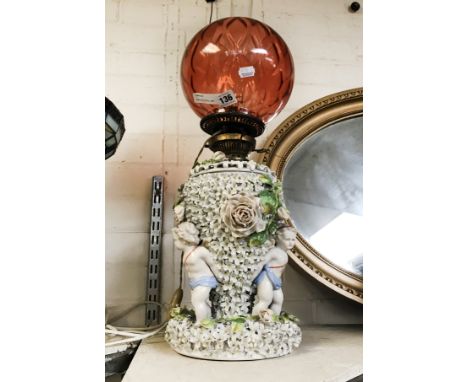 DRESDEN FLORAL LAMP - HEIGHT 62CMS, WIDTH BASE 19.5CM &amp; DEPTH 19.5CM