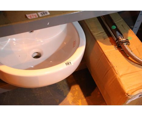 Britton bathroom compact ceramic wash basin 45 cm with matching pedestal and chrome mixer tap. Not available for in-house P&a