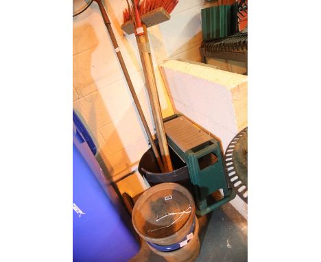 Quantity of garden tools and ceramic pots. Not available for in-house P&amp;P 