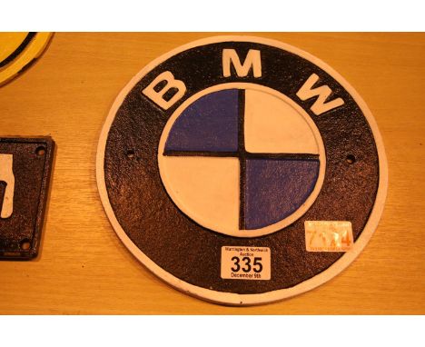 Cast iron BMW sign, D: 25 cm. P&amp;P Group 1 (£14+VAT for the first lot and £1+VAT for subsequent lots) 