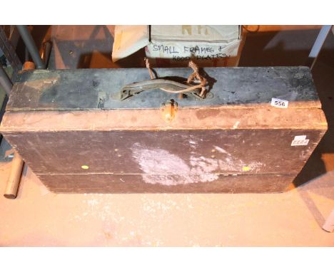 Vintage painted pine toolbox with contents of tools. Not available for in-house P&amp;P 