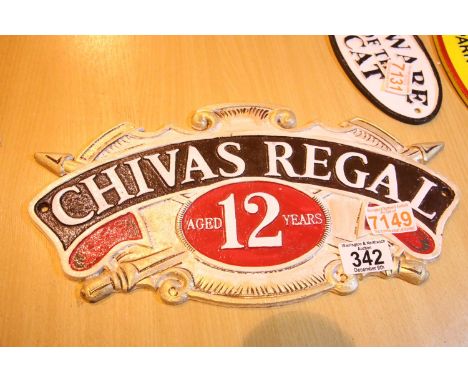 Cast iron Chevas Regal sign, W: 35 cm. P&amp;P Group 1 (£14+VAT for the first lot and £1+VAT for subsequent lots) 