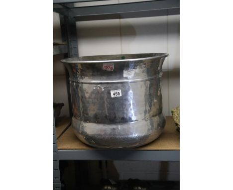 Large aluminium circular garden planter, D: 46 cm. Not available for in-house P&amp;P 