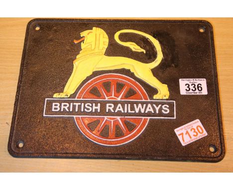 Cast iron rectangular British Railways sign, W: 29 cm. P&amp;P Group 1 (£14+VAT for the first lot and £1+VAT for subsequent l