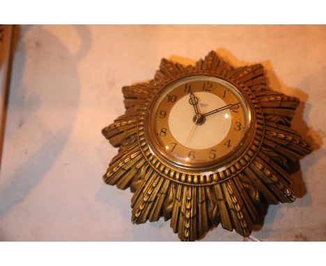 Vintage Smiths 230v electric wall clock type no 1000 with gilded surround. Not available for in-house P&amp;P 