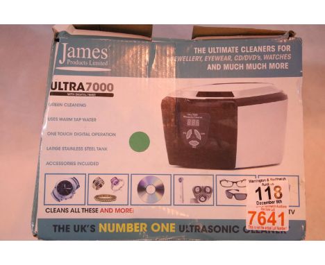 Boxed James products Ultra 7000 ultrasonic cleaner. P&amp;P Group 1 (£14+VAT for the first lot and £1+VAT for subsequent lots