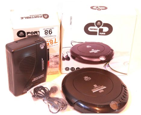 GPO Discman, portable CD player and a GPO Personal FM cassette and radio player, both with earphones and manual, both boxed. 