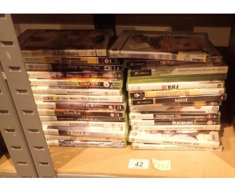 Shelf of mixed Xbox 360 games. Not available for in-house P&amp;P 